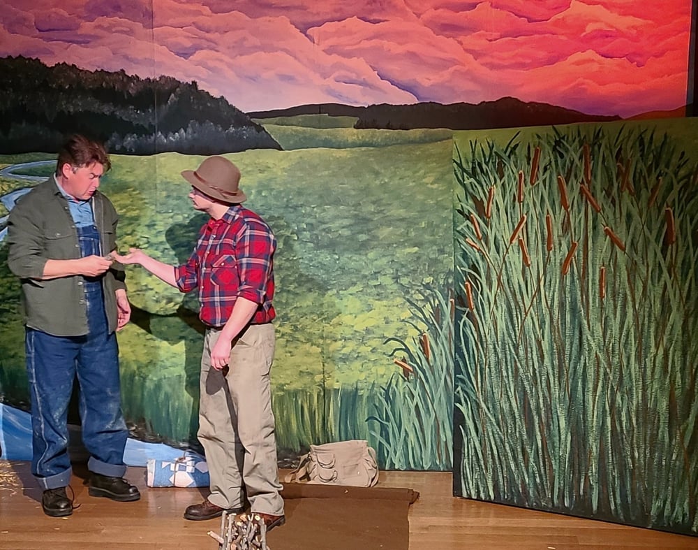 Of Mice and Men by John Steinbeck 2022, Winner of Best Production. Terence Keane as Lennie and Jerrod Briggs as George
